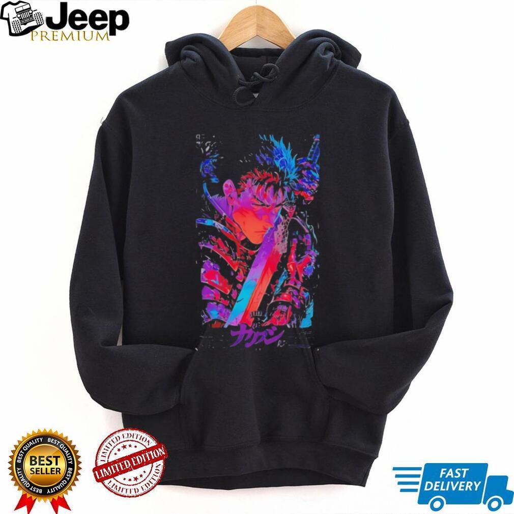 Guts Berserk Anime Neon Aesthetic Graphic Print Black T Shirt