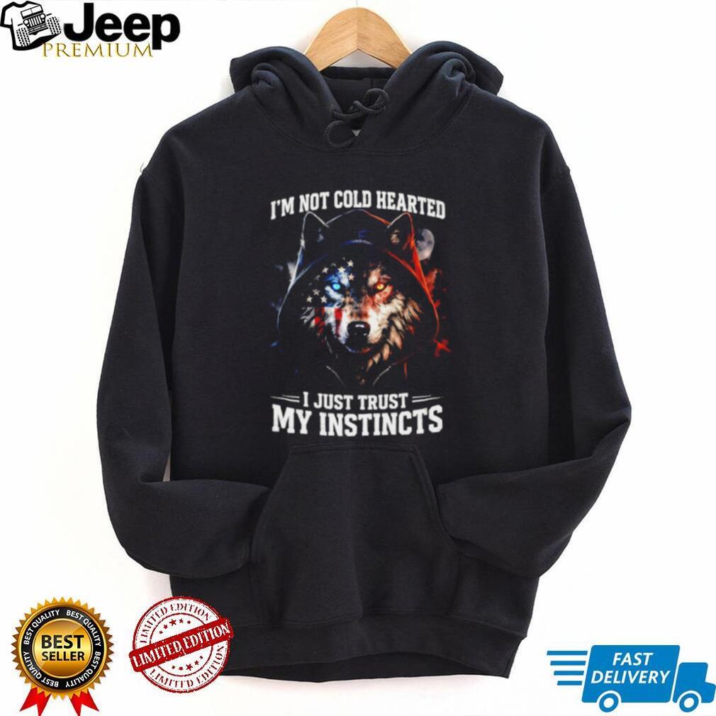 I Just Trust My Instincts American Flag Hooded Wolf Graphic T Shirt
