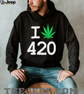 I Love 420 Marijuana Leaf Graphic T Shirt Minimalist Cannabis Pot T Shirt