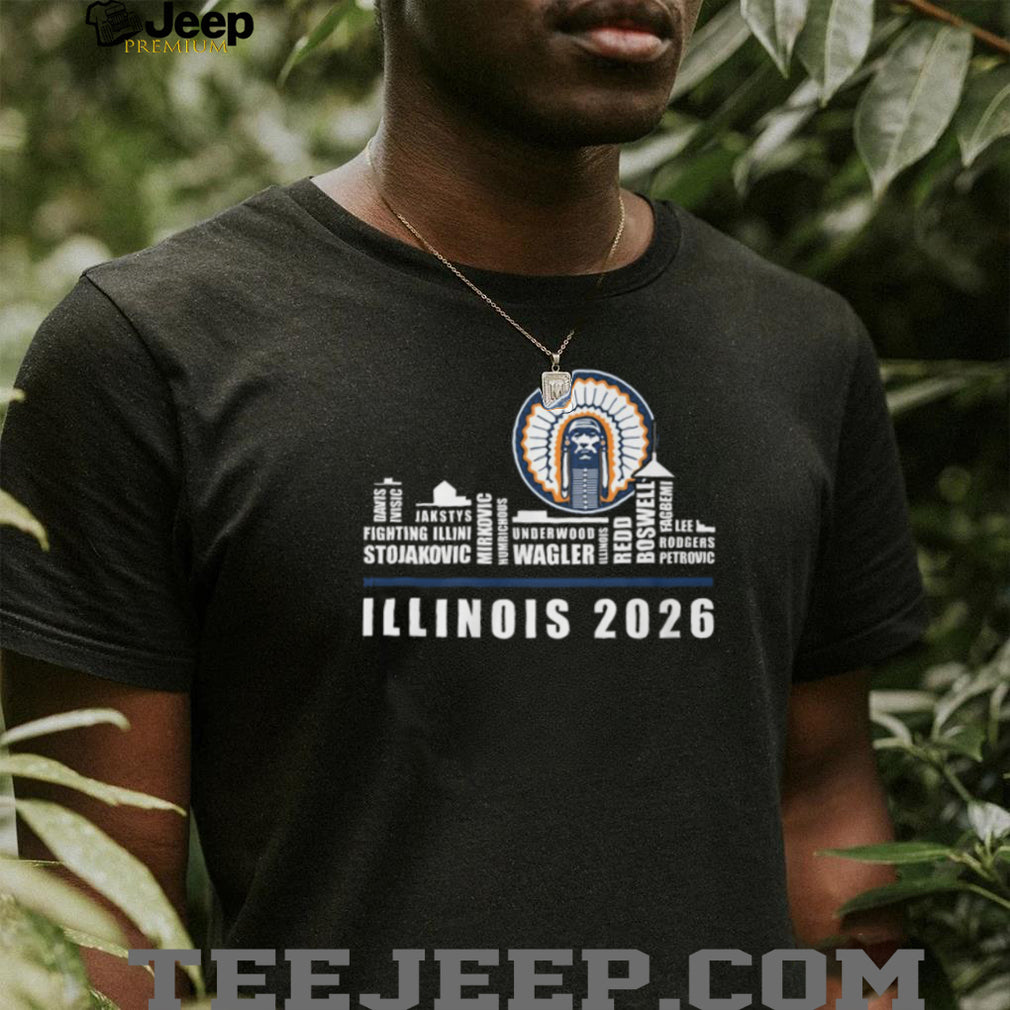 Illinois Fighting Illini 2026 Basketball Team Roster Skyline Signature T Shirt