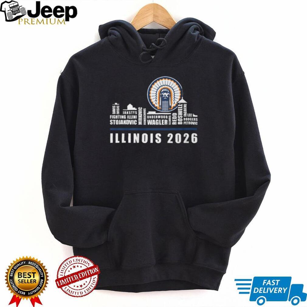 Illinois Fighting Illini 2026 Basketball Team Roster Skyline Signature T Shirt