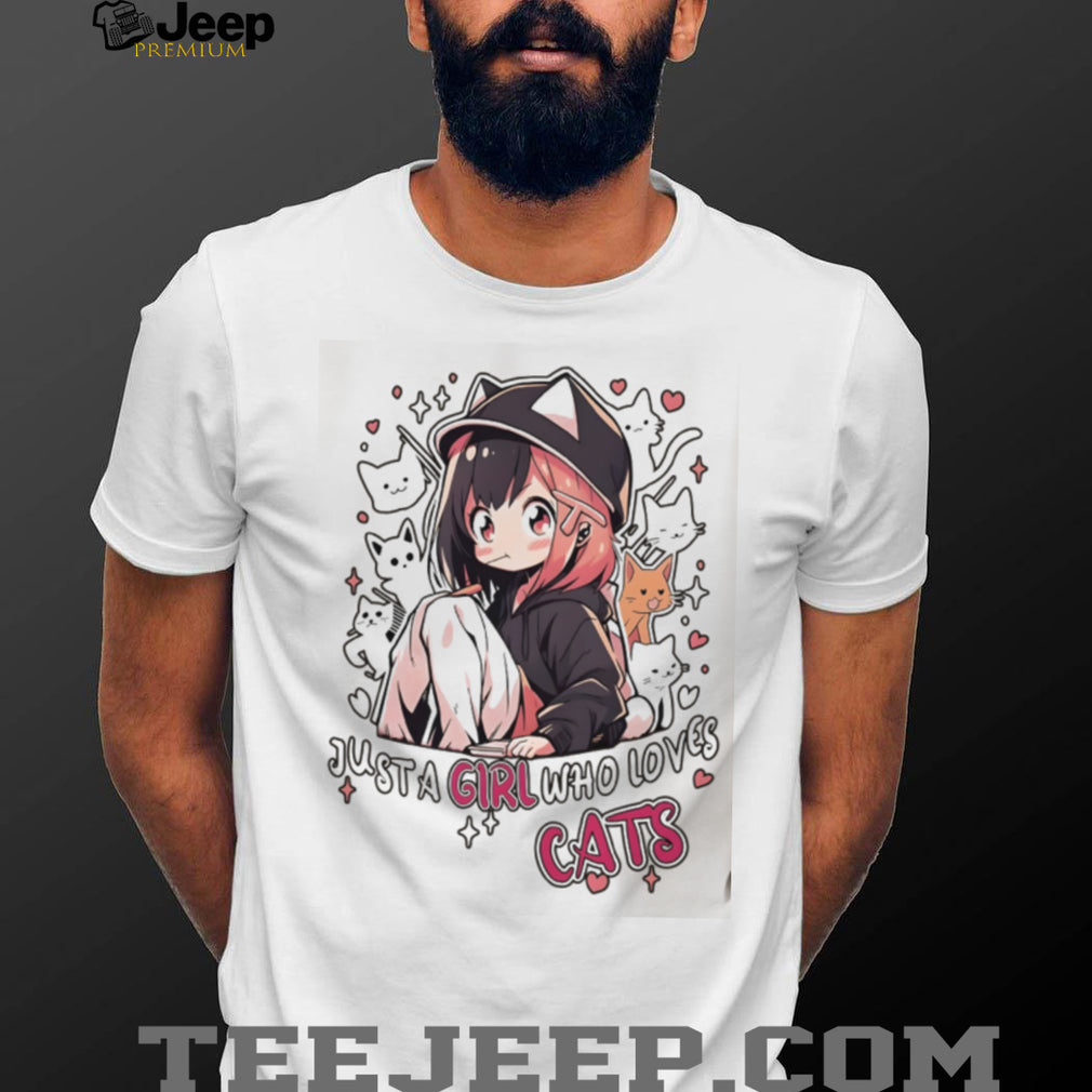 “Just A Girl Who Loves Cats” Cute Anime Aesthetic Oversized T Shirt