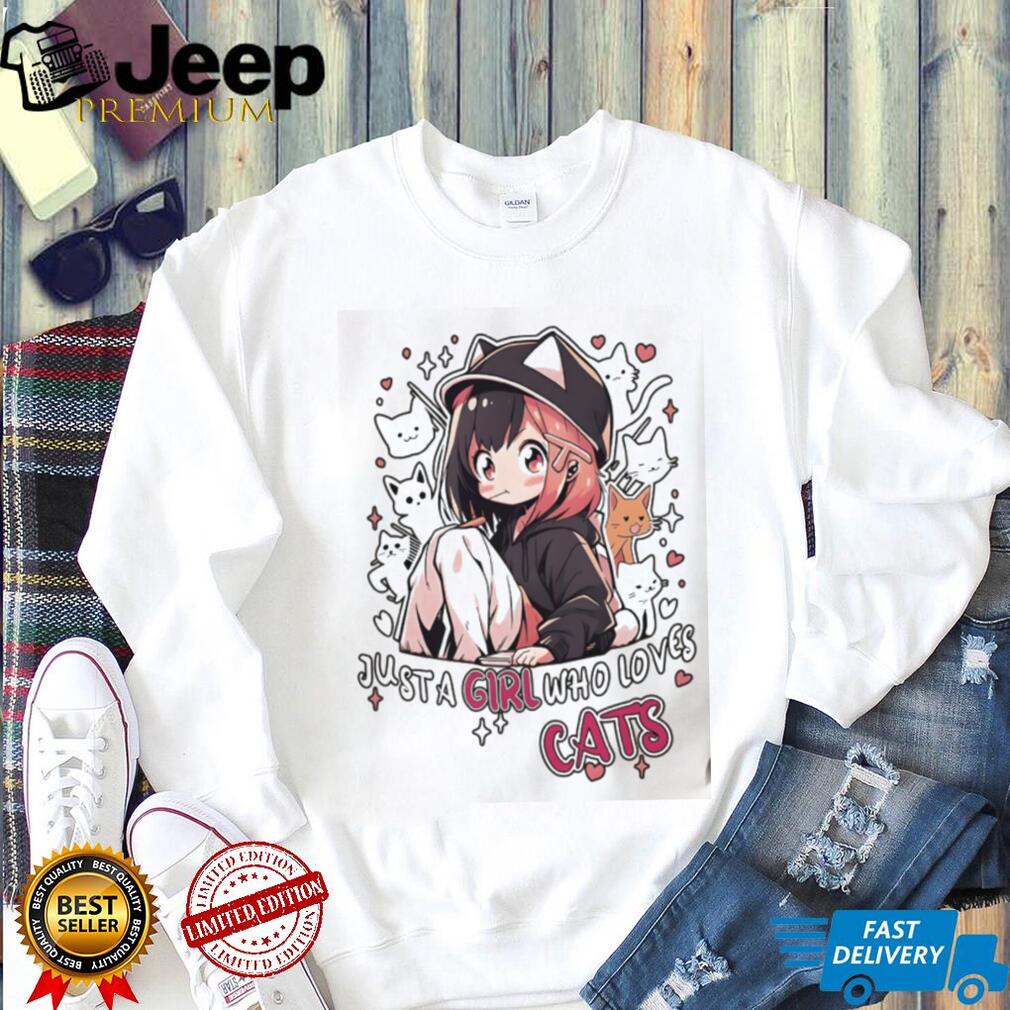 “Just A Girl Who Loves Cats” Cute Anime Aesthetic Oversized T Shirt