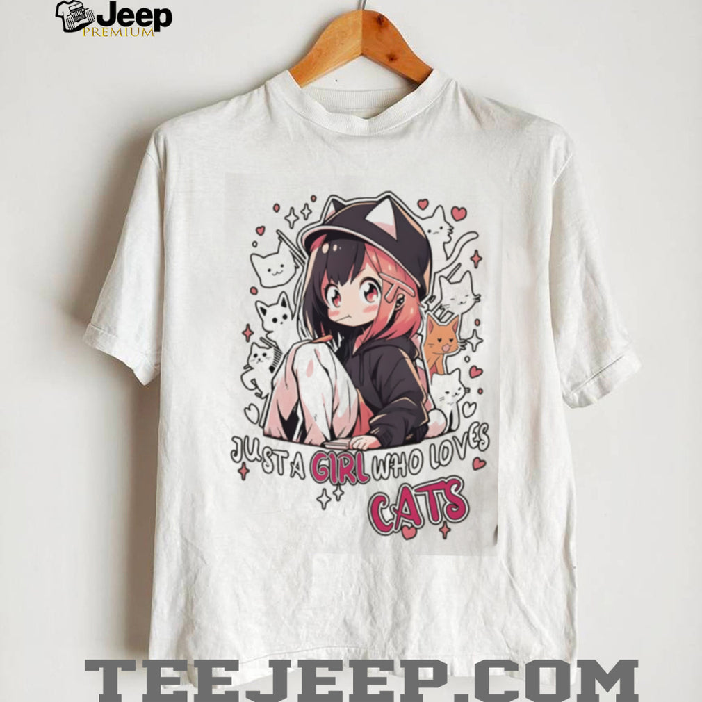 “Just A Girl Who Loves Cats” Cute Anime Aesthetic Oversized T Shirt