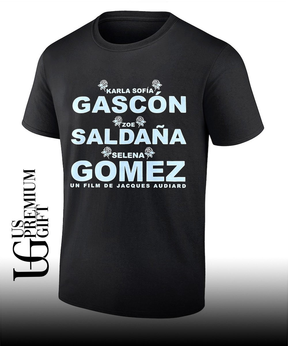 Karla Sofía Gascón Zoe Saldaña and Selena Gomez shirt