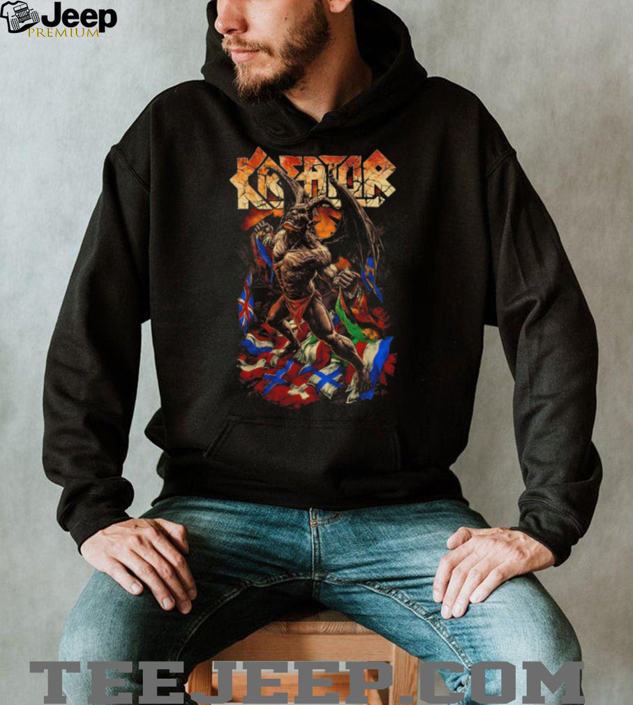 Kreator Band Winged Demon International Flags Metal T Shirt