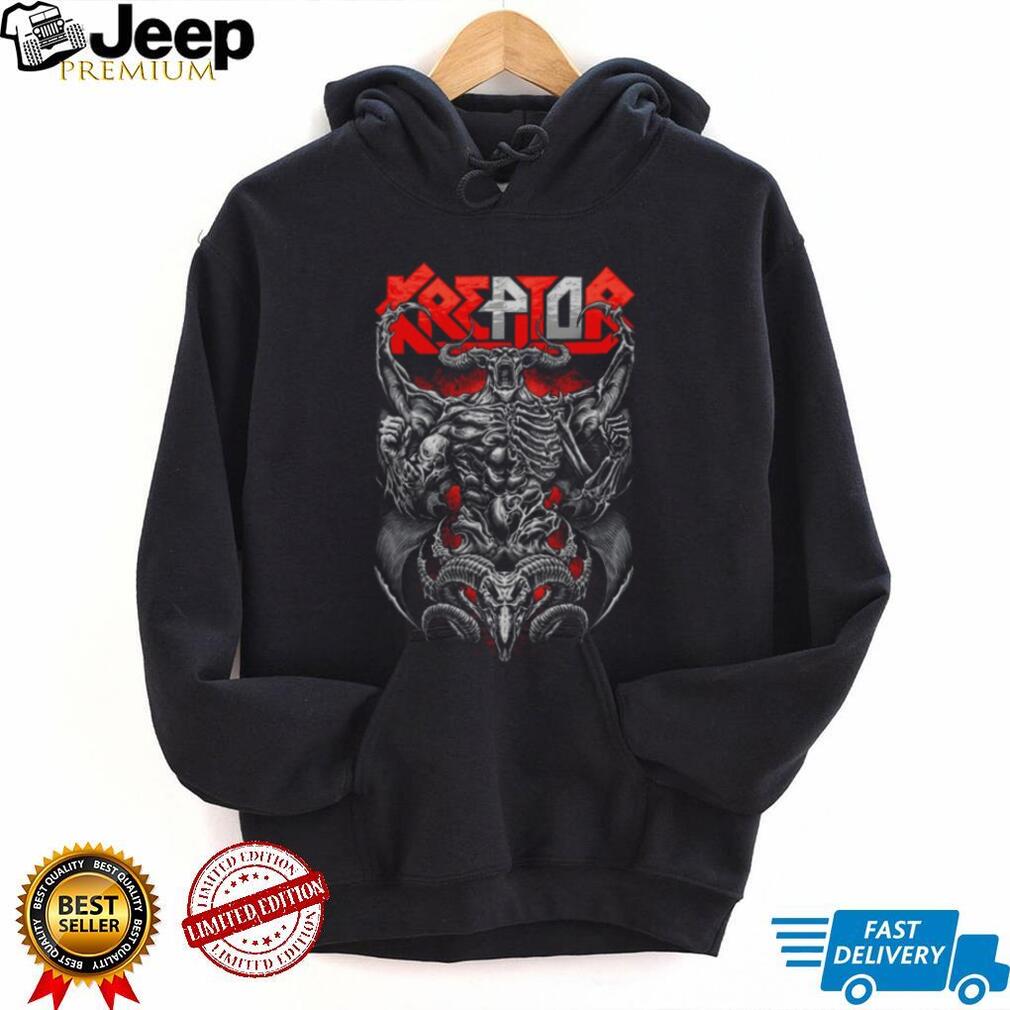 Kreator Demonic Skeleton Ram Horns Red Logo Metal Graphic T Shirt