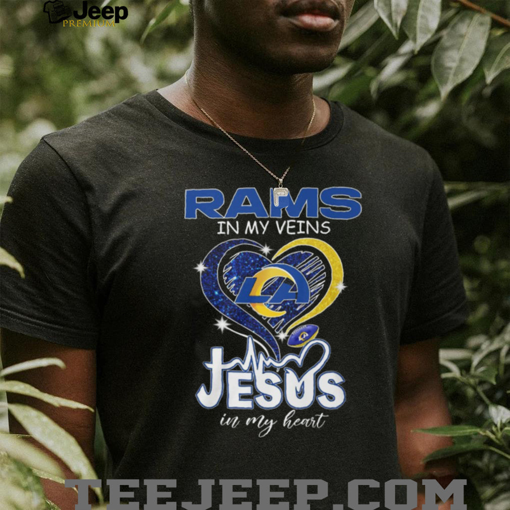 LA Rams In My Veins Jesus In My Heart Heartbeat Graphic T Shirt