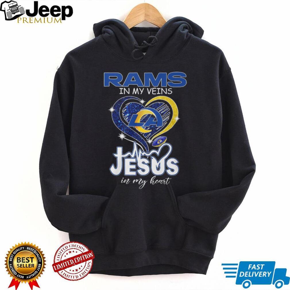 LA Rams In My Veins Jesus In My Heart Heartbeat Graphic T Shirt