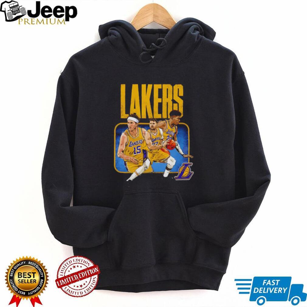 Los Angeles Lakers Reaves, Luka, & Hachimura Trio Graphic T Shirt