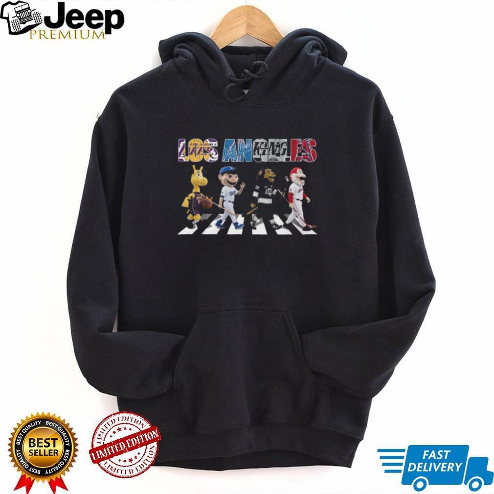 Los Angeles Sports Mascots Abbey Road Crosswalk Parody T Shirt