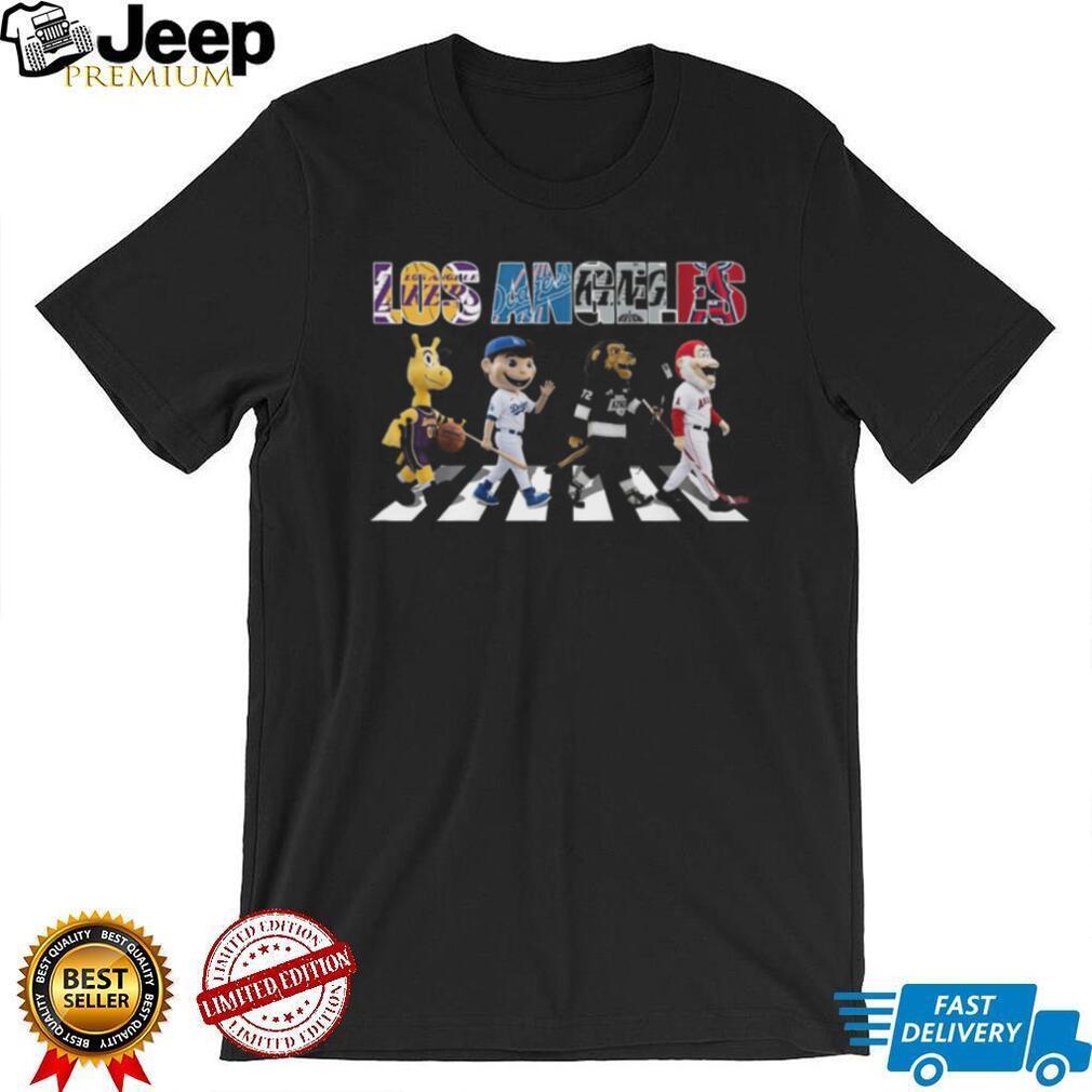Los Angeles Sports Mascots Abbey Road Crosswalk Parody T Shirt