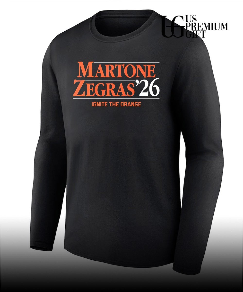 Martone Zegras and Trevor Zegras ’26 Ignite The Orange Philadelphia Flyers hockey shirt