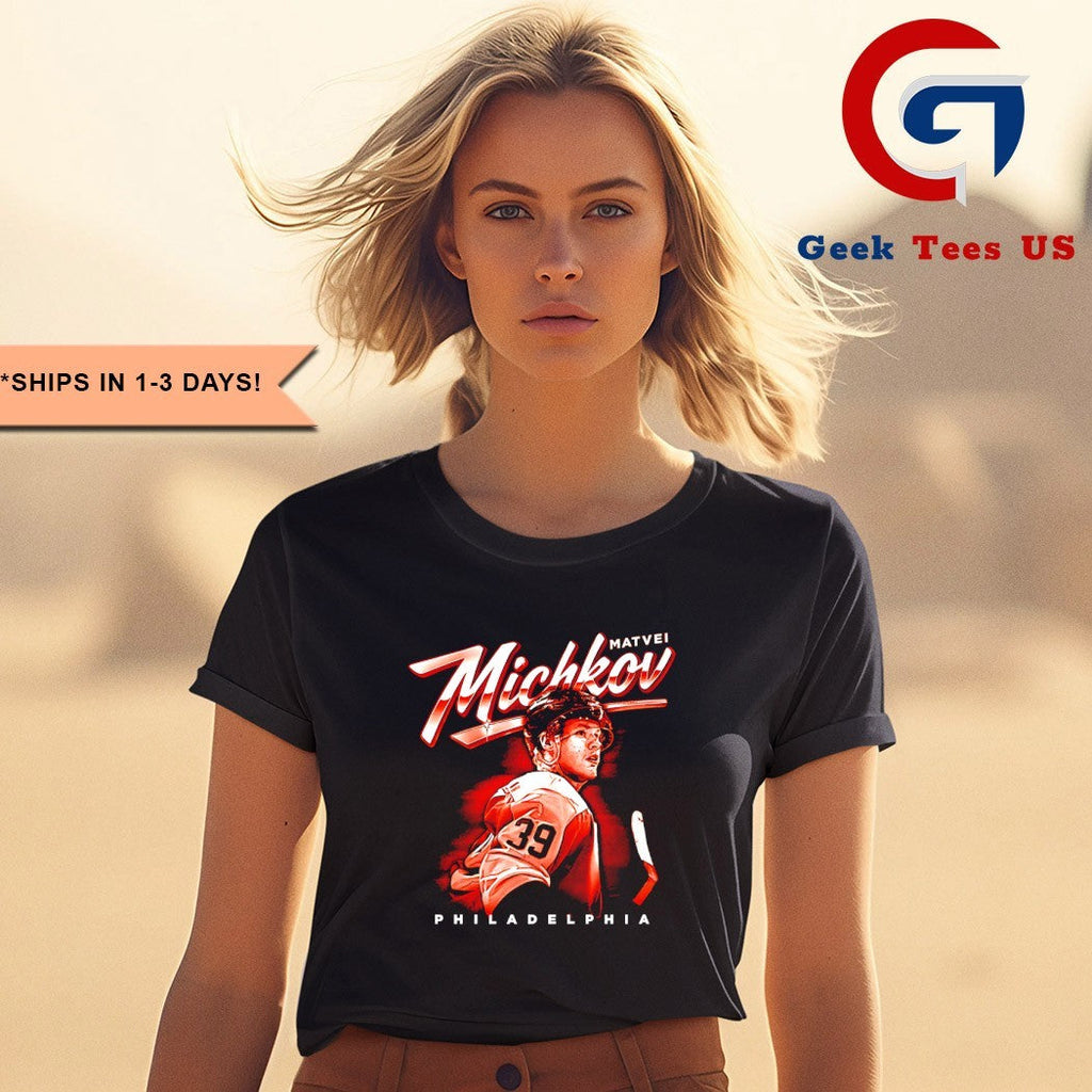 Matvei Michkov Philadelphia Flyers hockey bitmap signature shirt