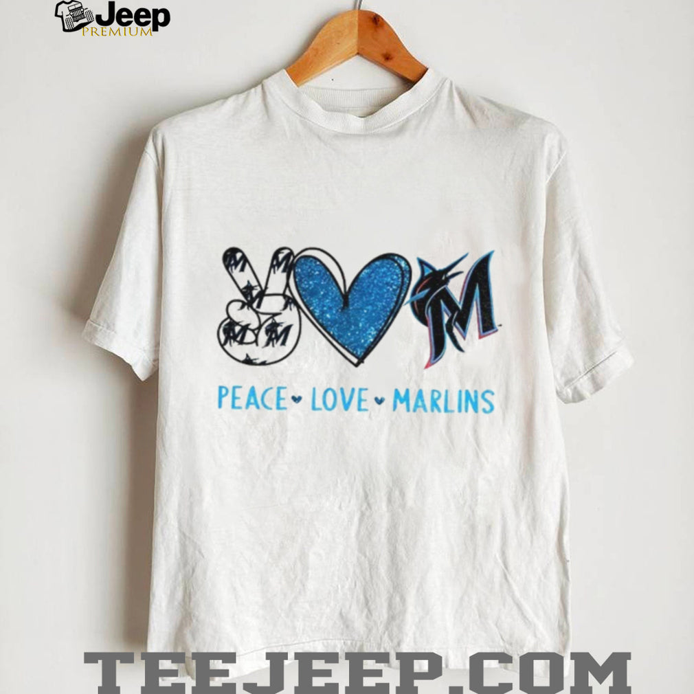 Miami Marlins Peace Love Marlins Baseball Fan Art Graphic T Shirt