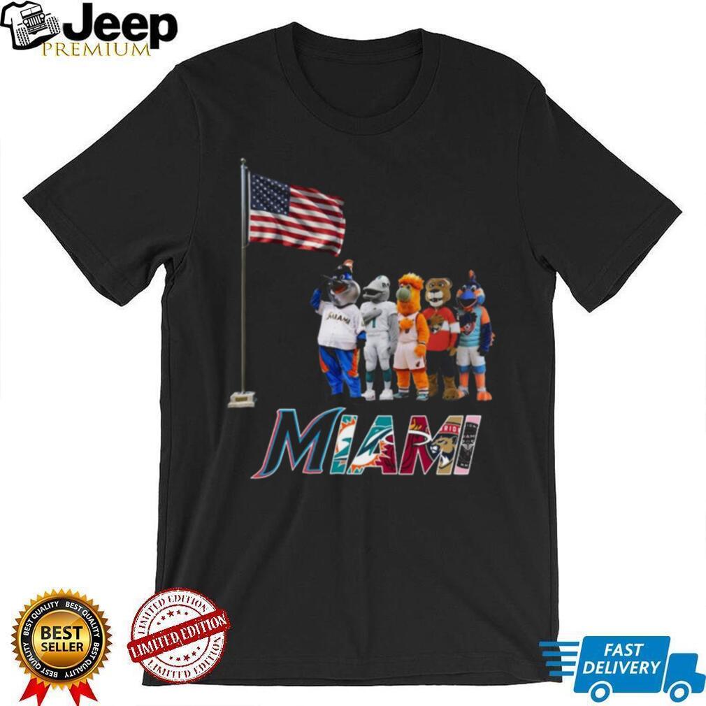 Miami Sports Mascots Patriotic American Flag Salute Coffee T Shirt