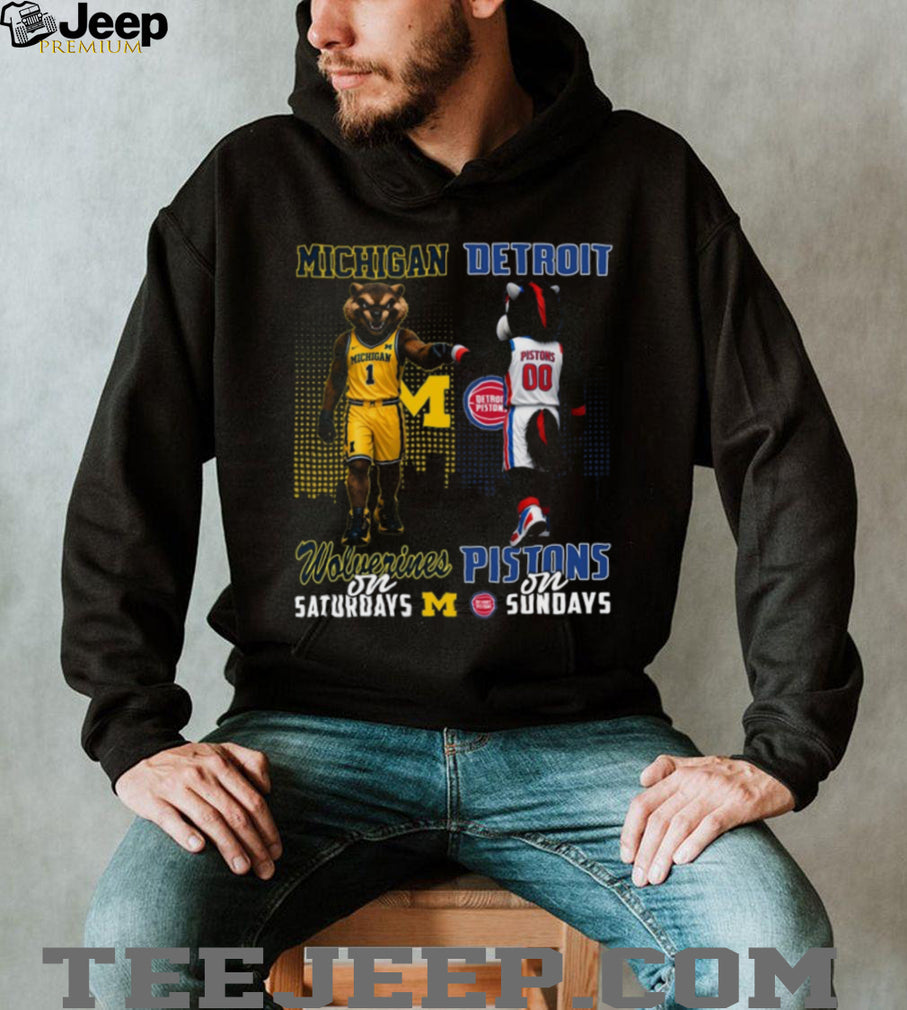 Michigan Wolverines and Detroit Pistons Saturday Sunday Mascots T Shirt