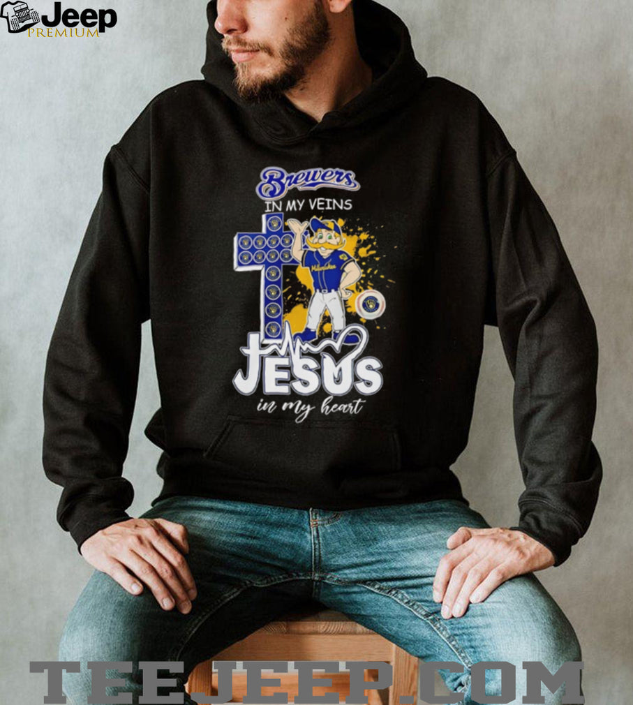 Milwaukee Brewers Baseball Jesus In My Heart Brewers In My Veins T Shirt