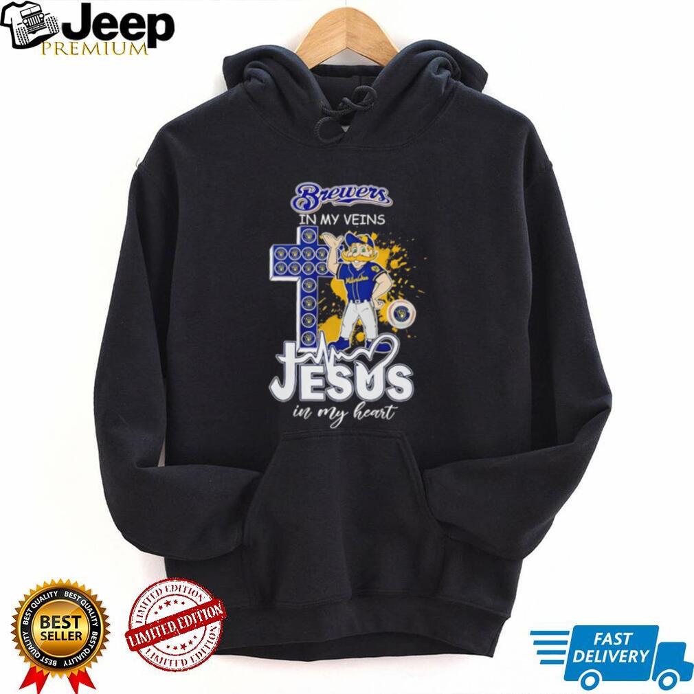 Milwaukee Brewers Baseball Jesus In My Heart Brewers In My Veins T Shirt