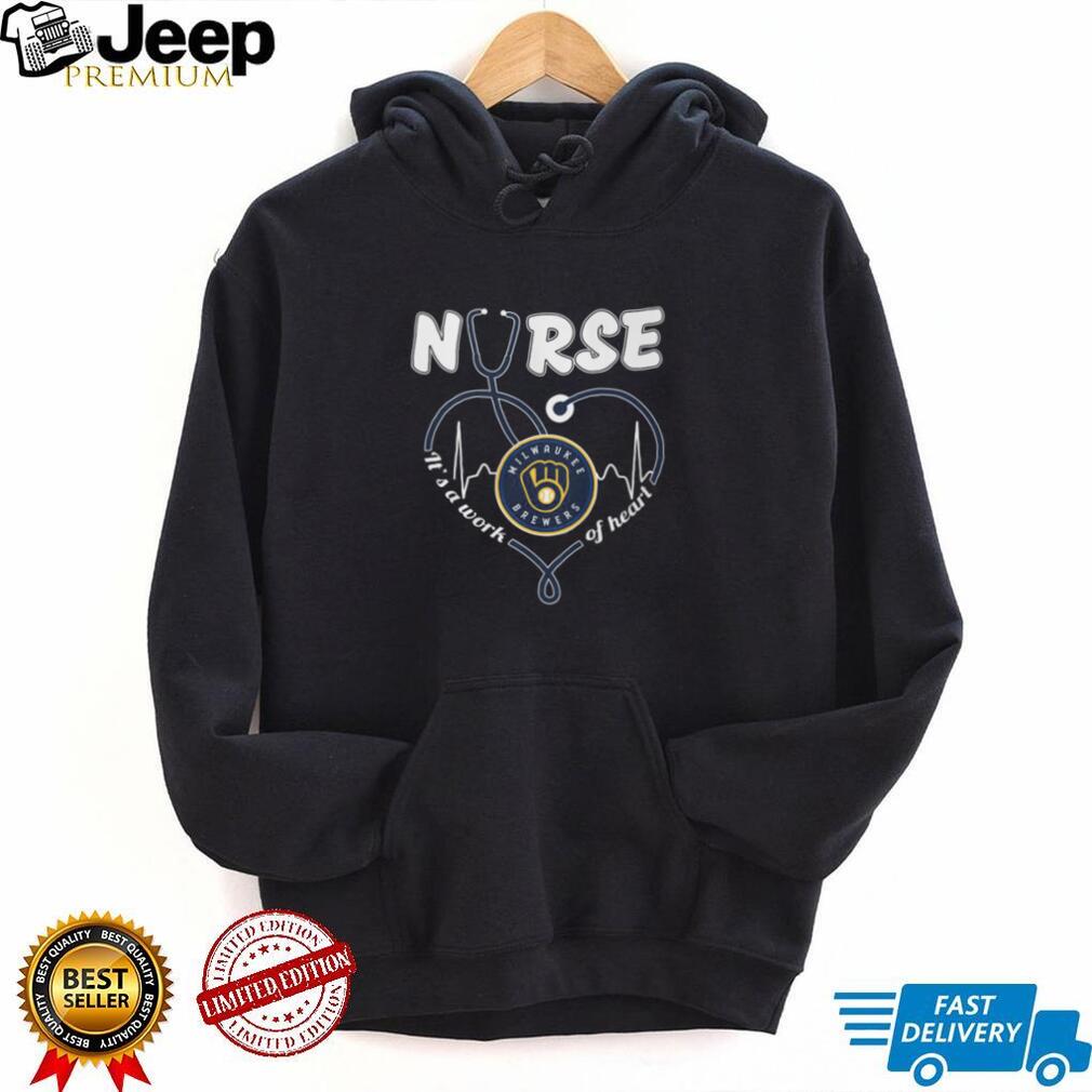Milwaukee Brewers Baseball Nurse Heart Stethoscope Medical Worker Navy Yellow T Shirt