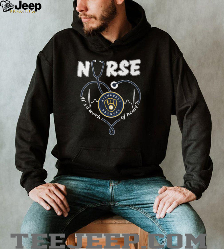 Milwaukee Brewers Baseball Nurse Heart Stethoscope Medical Worker Navy Yellow T Shirt
