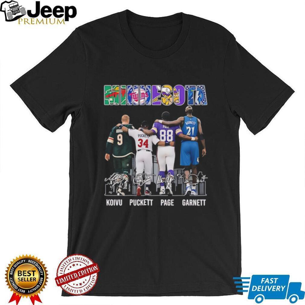 Minnesota Sports Koivu Puckett Page Garnett skyline signature shirt