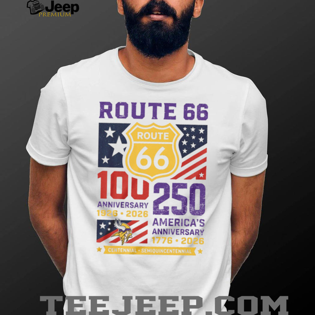 Minnesota Vikings Route 66 Centennial T Shirt USA 250th Anniversary Football T Shirt