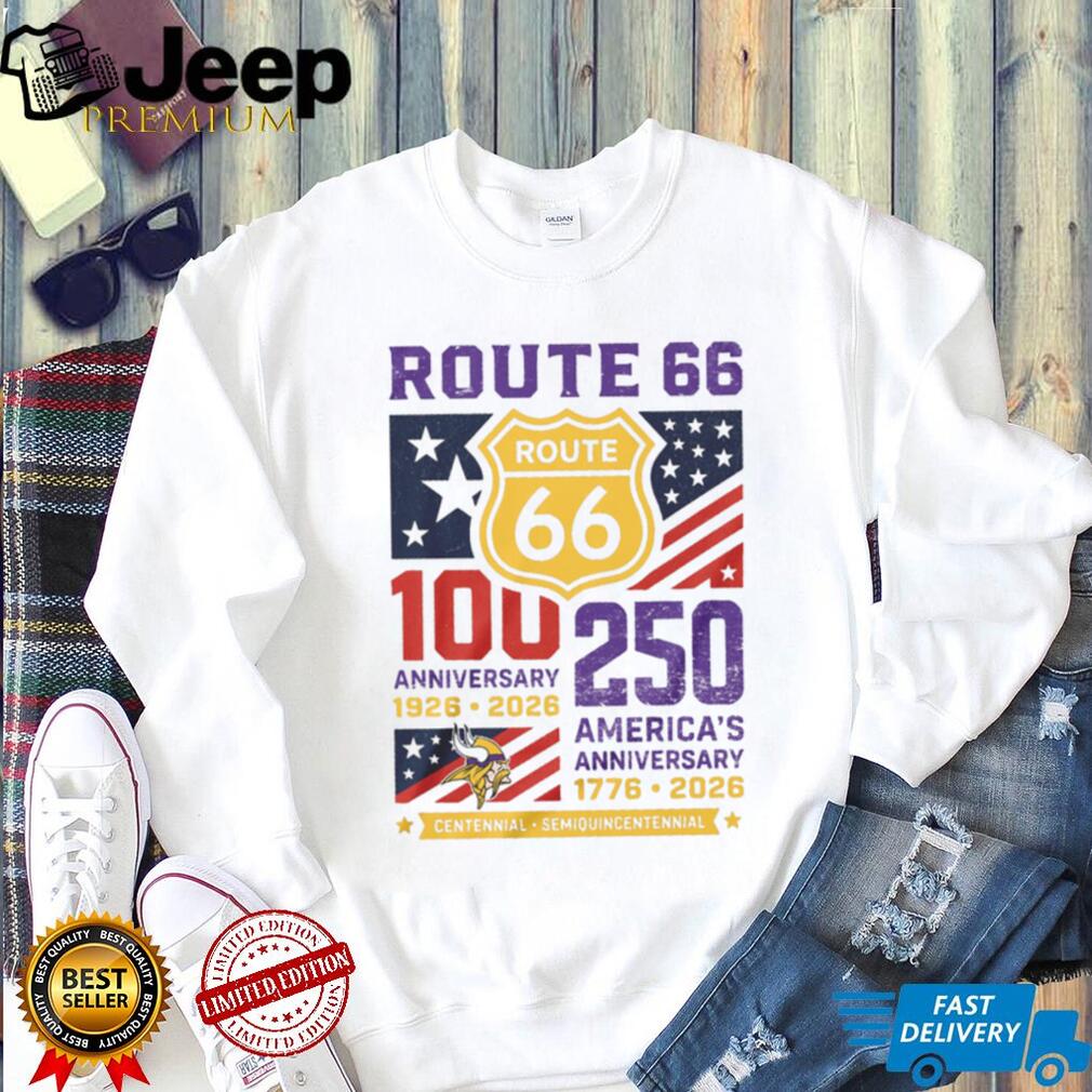 Minnesota Vikings Route 66 Centennial T Shirt USA 250th Anniversary Football T Shirt