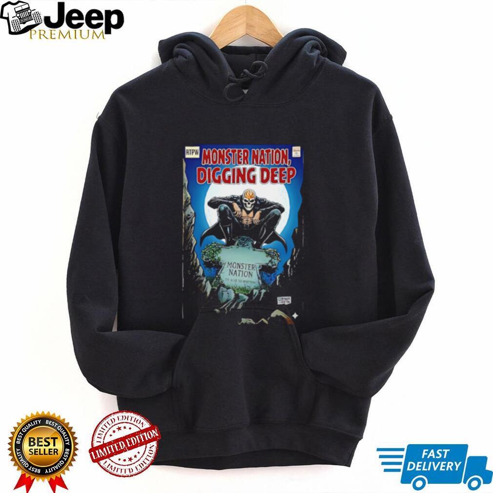 Monster Nation digging deep comic graphic shirt