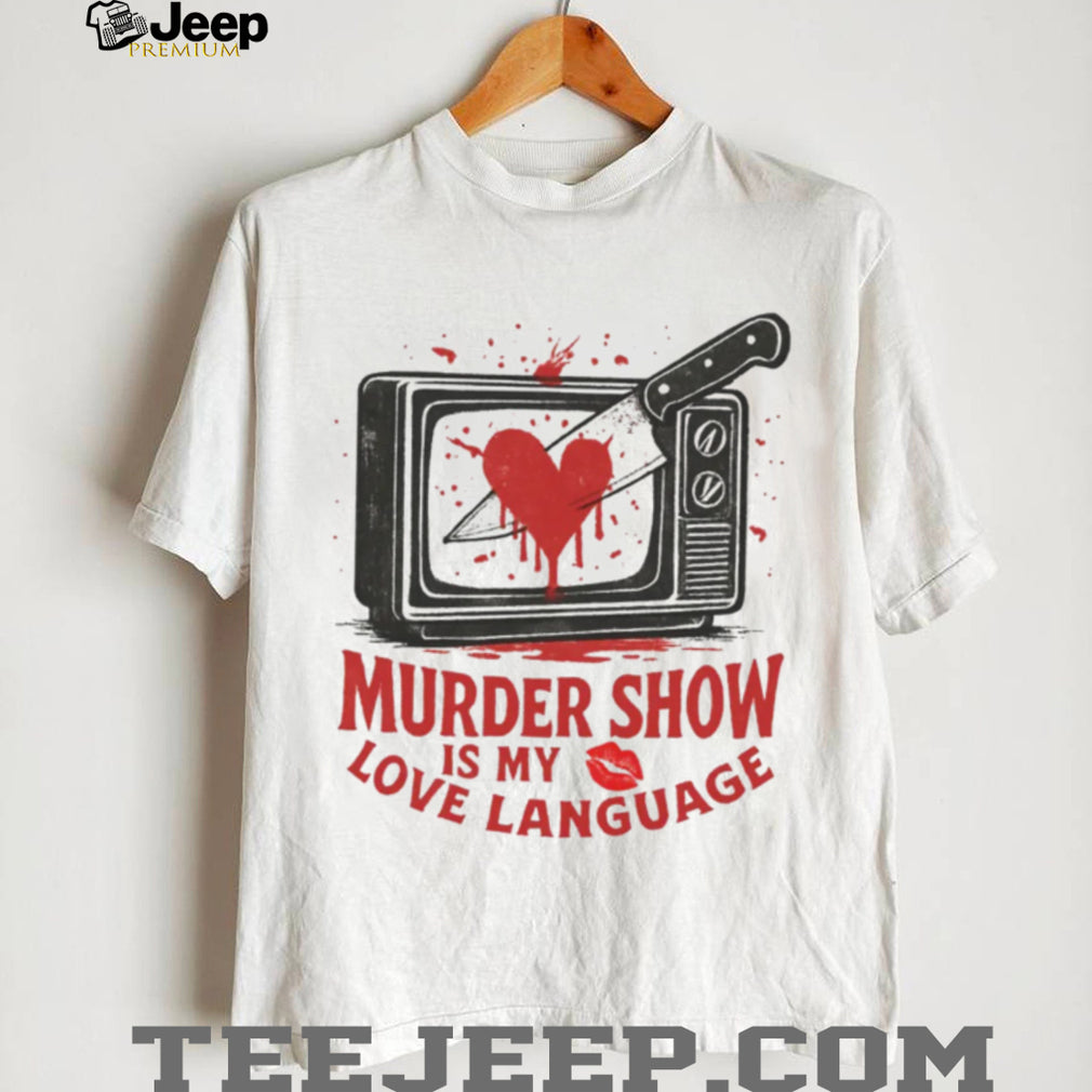 Murder Show Love Language Vintage TV and Knife Graphic Tee