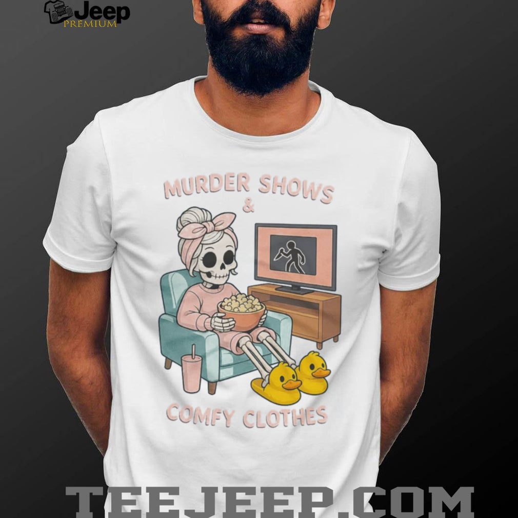 Murder Shows and Comfy Clothes Pastel Skeleton Duck Slippers Shirt