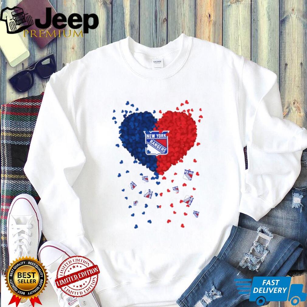 New York Rangers Heart Graphic Blue and Red Fan T Shirt