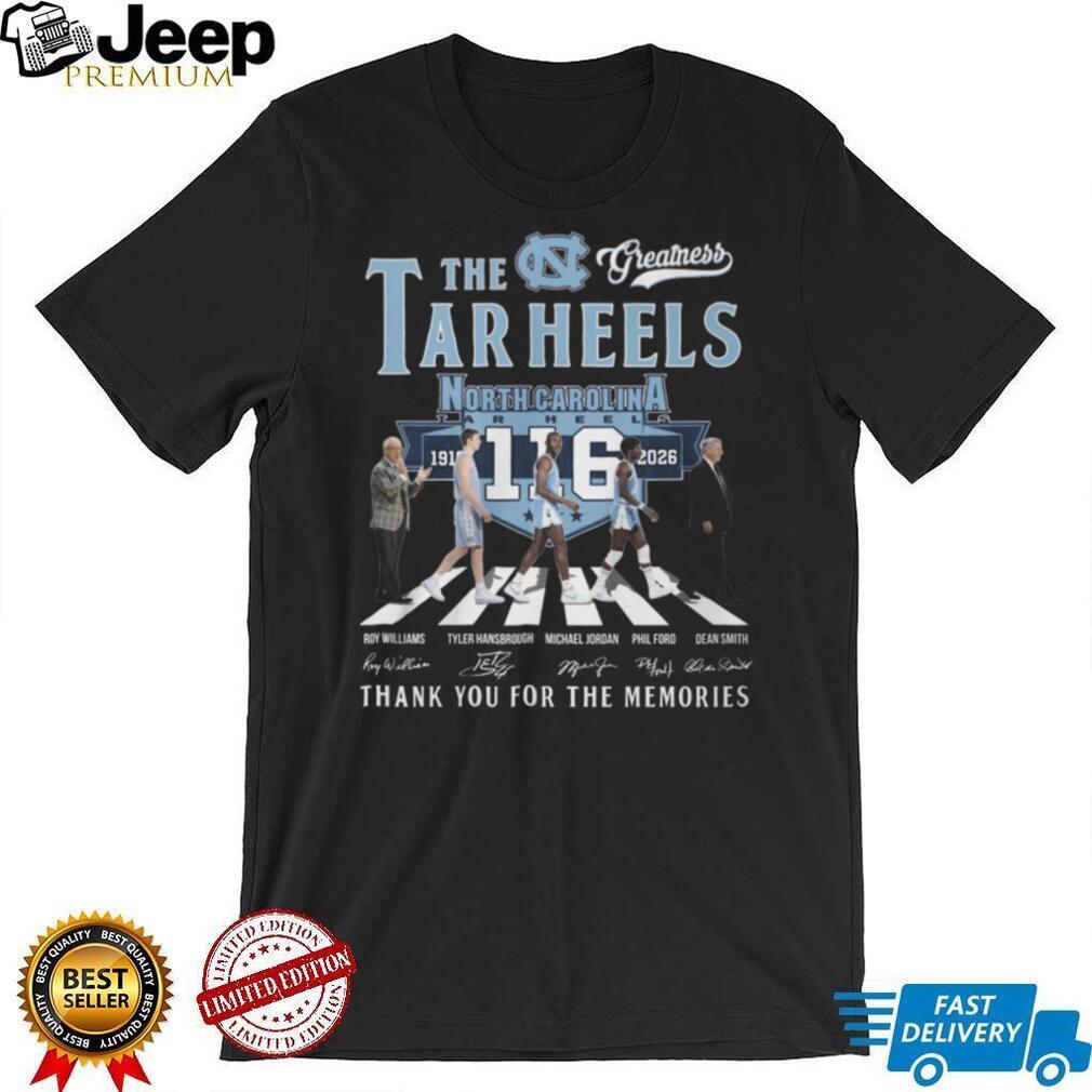 North Carolina Tar Heels 116 Years 1910 2026 Legends Abbey Road Signatures T Shirt