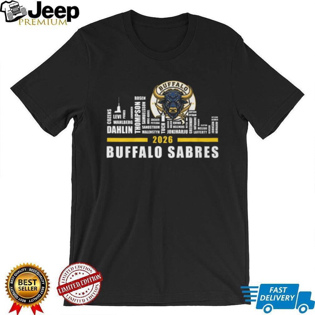 Buffalo Sabres 2026 Roster Player Names Skyline T Shirt