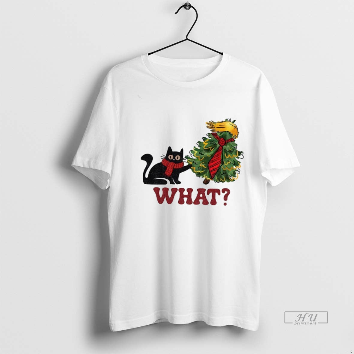 Officials Trump Black Cat What Christmas Tree Xmas 2025 Premium Tee Shirt Sweater Hoodie, Sweatshirt | PrintLoopCo.com