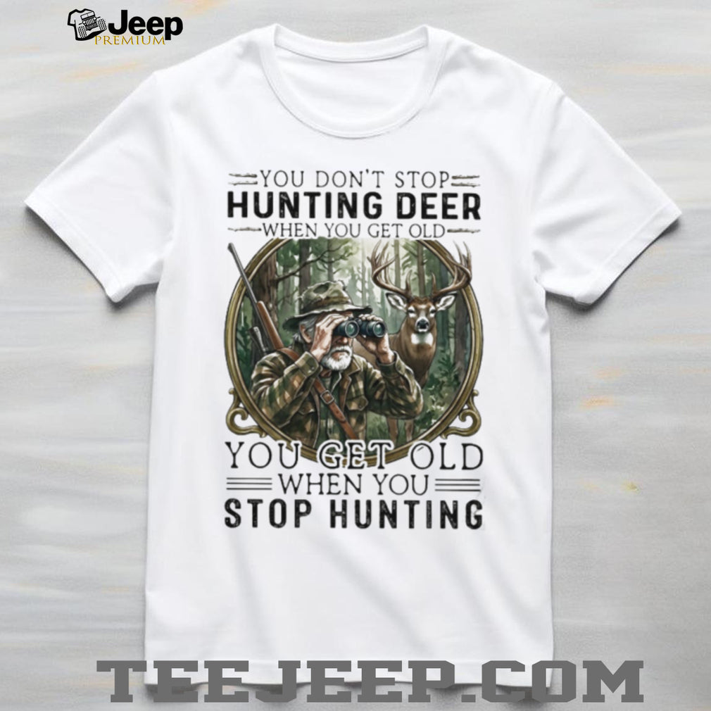 Old Man Deer Hunting Binoculars T Shirt Hunter Retirement Gift