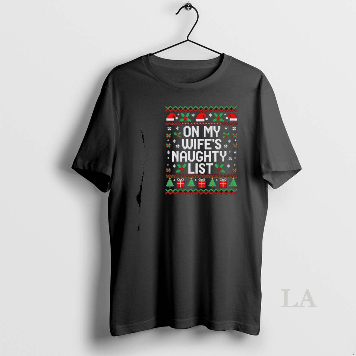 Original On My Wifes Naughty List Husband Ugly Christmas T-Shirts, Hoodie, Sweatshirt | PrintLoopCo.com