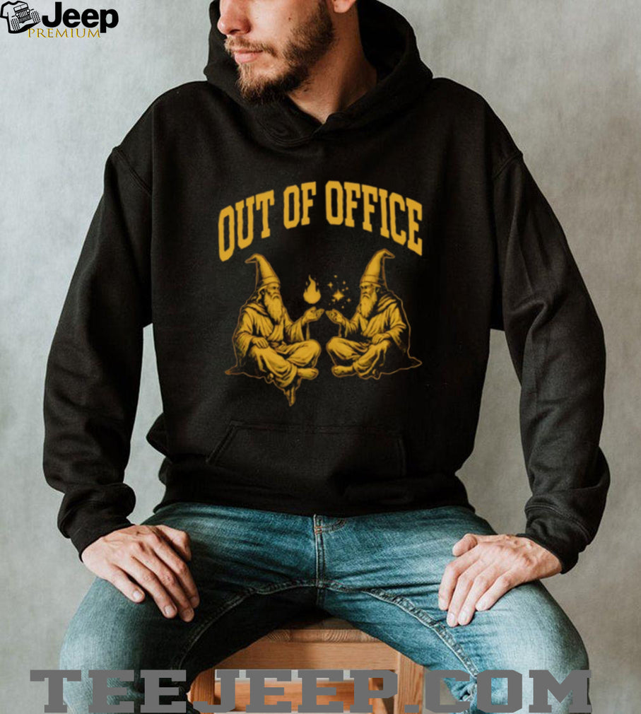 Out of Office Wizard Magic Fantasy Art Funny Graphic Black T Shirt