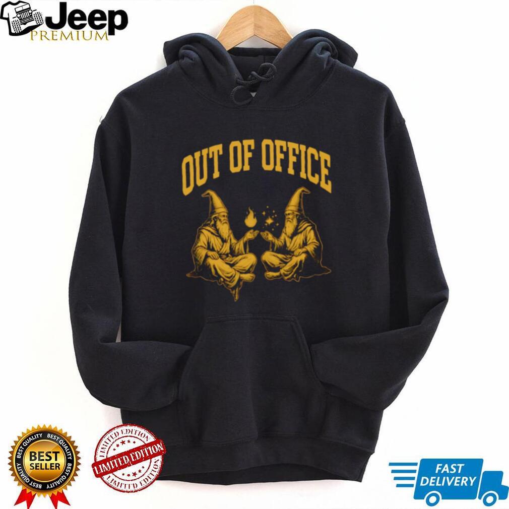 Out of Office Wizard Magic Fantasy Art Funny Graphic Black T Shirt