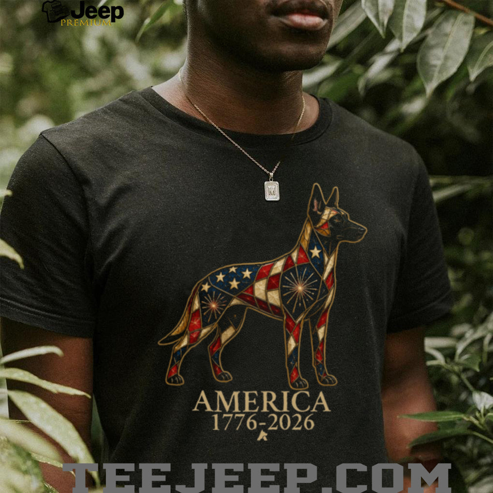 Patriotic German Shepherd America 1776 2026 Stained Glass Shirt