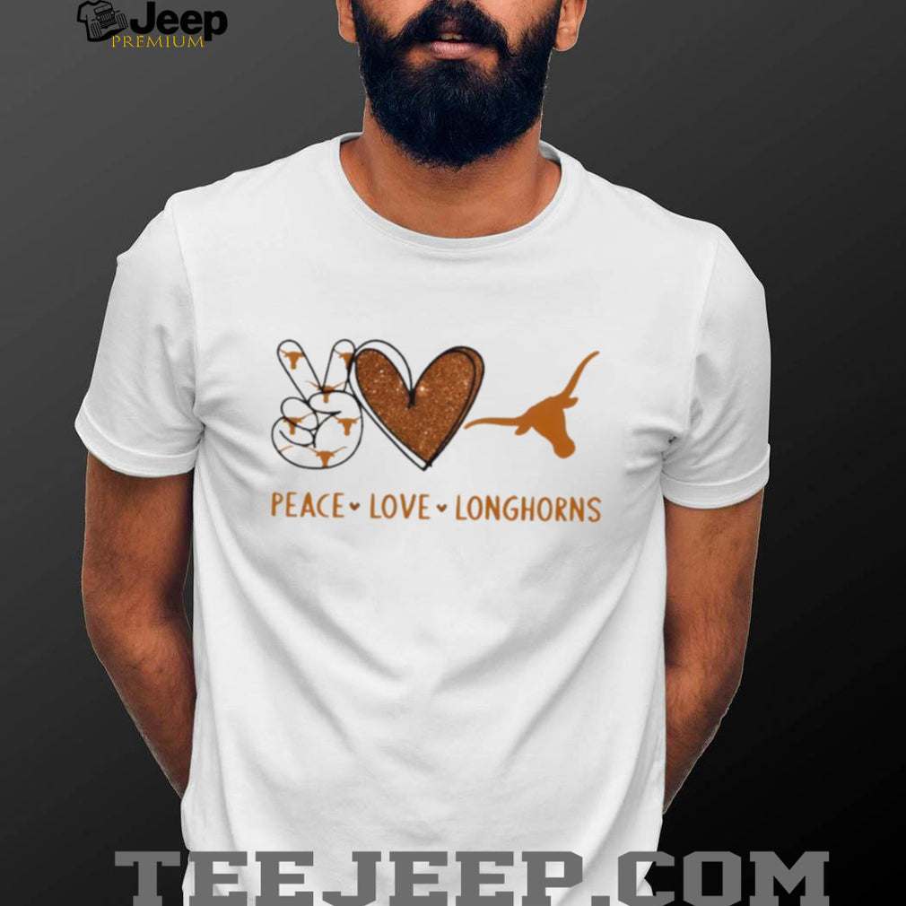 Peace Love Longhorns University of Texas Glitter Logo T Shirt