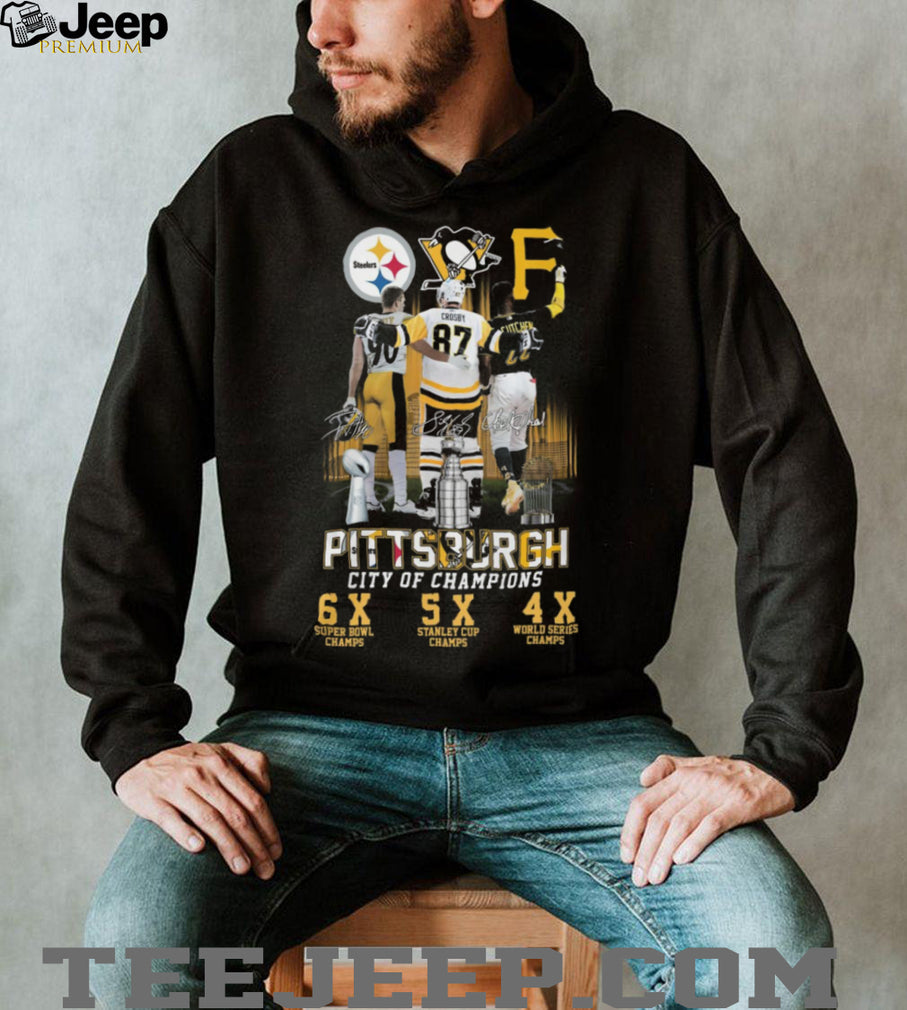 Pittsburgh City Of Champions Watt Crosby McCutchen Trophy T Shirt