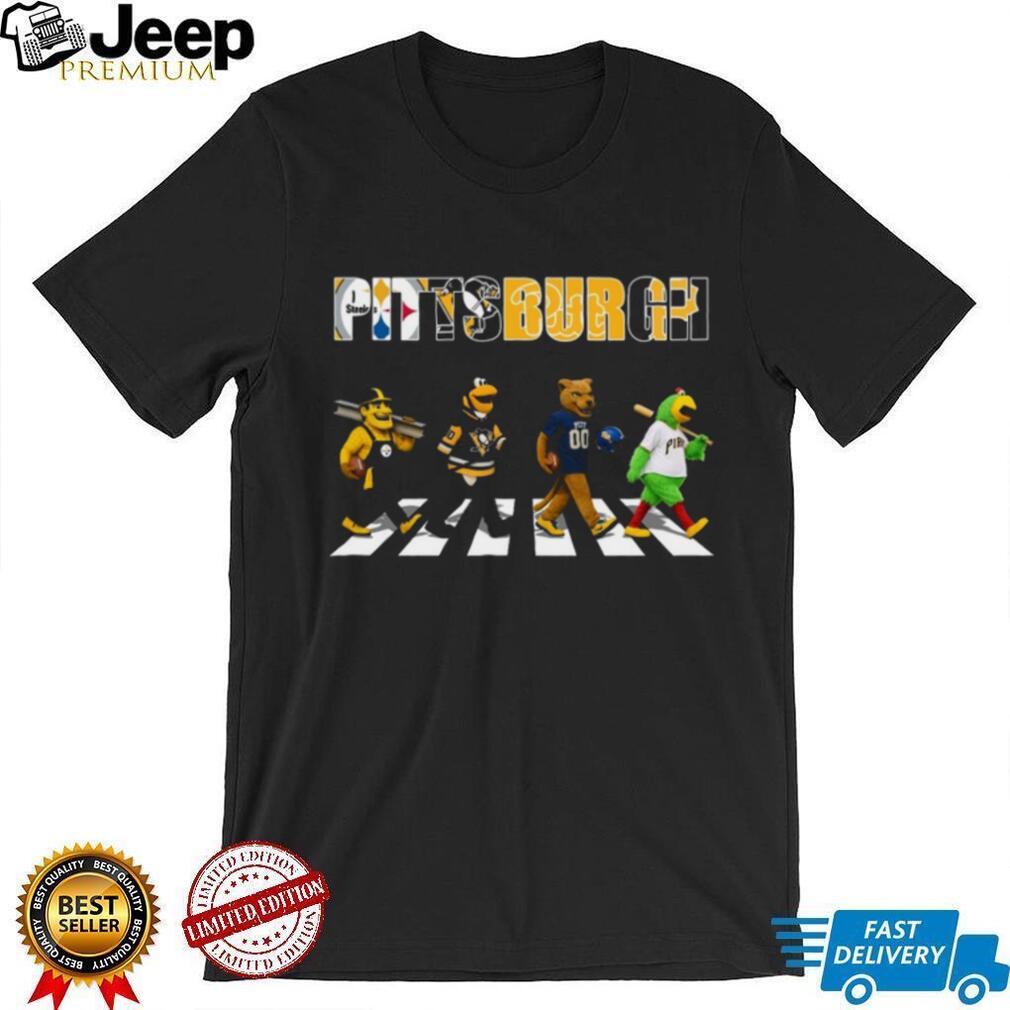 Pittsburgh Sports Teams Mascots Abbey Road Crossing Steelers Penguins Pirates Panthers T Shirt