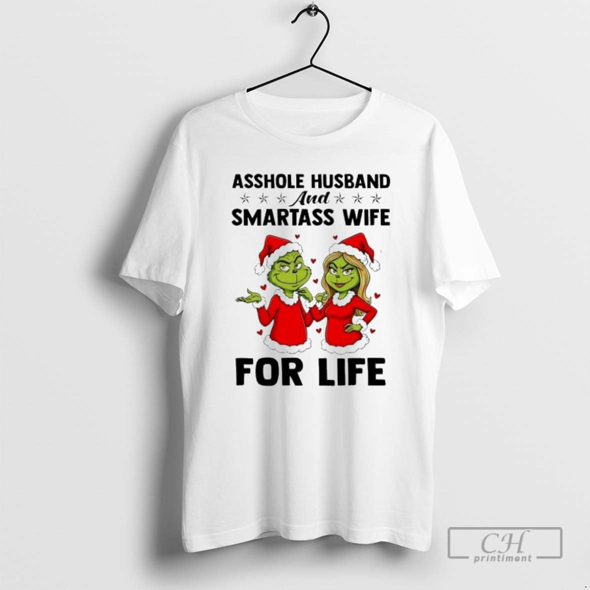 Premium Grinch Christmas Asshole Husband And Smartass Wife For Life Shirt Sweater - clothing by PrintLoopCo.com