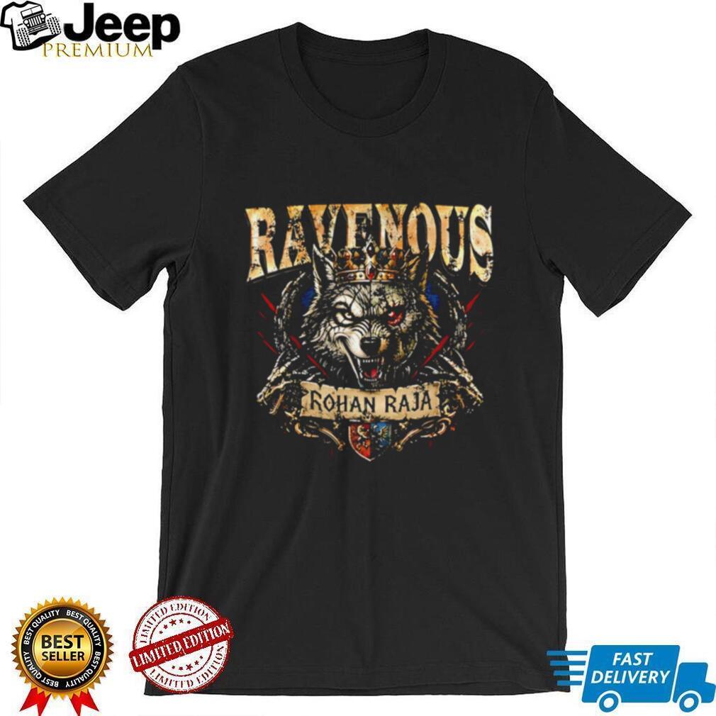 Ravenous Rohan Raja wolf wearing crown illustration shirt