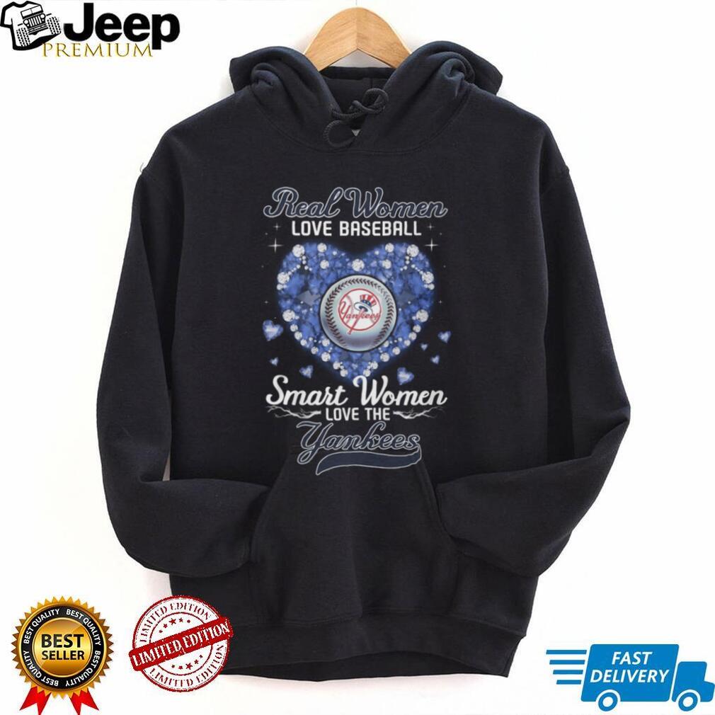 Real Women Love Baseball Smart Women Love The Yankees Heart Diamond T Shirt
