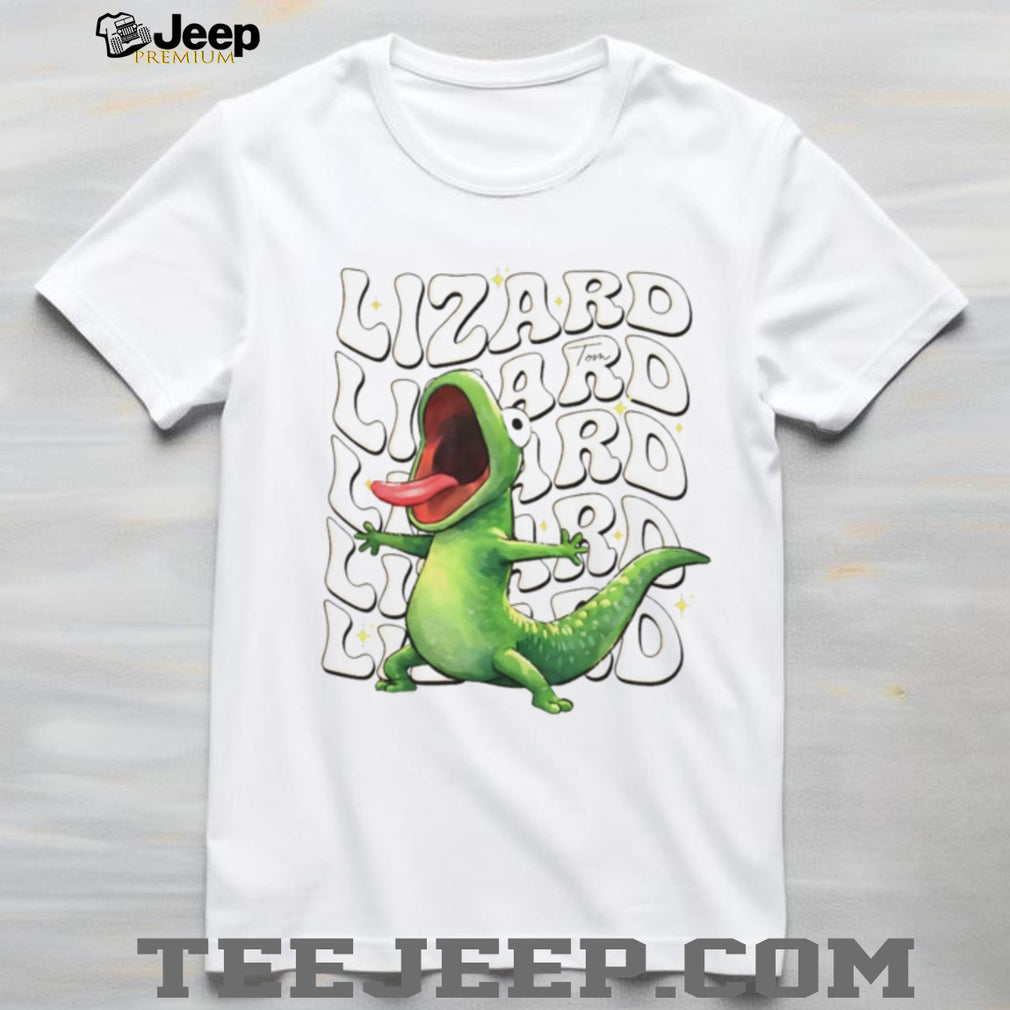 Retro Screaming Green Lizard Groovy Typography Shirt