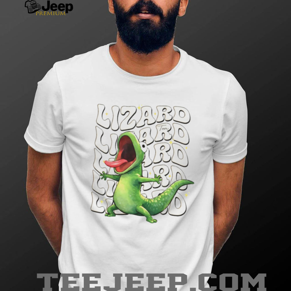 Retro Screaming Green Lizard Groovy Typography Shirt