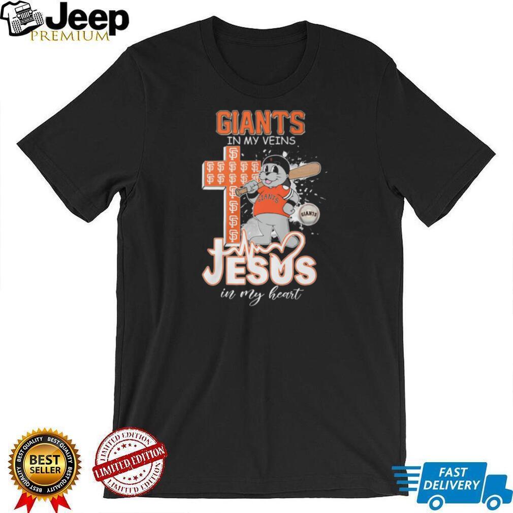 San Francisco Giants Lou Seal Mascot Cross Heartbeat Jesus In My Heart T Shirt