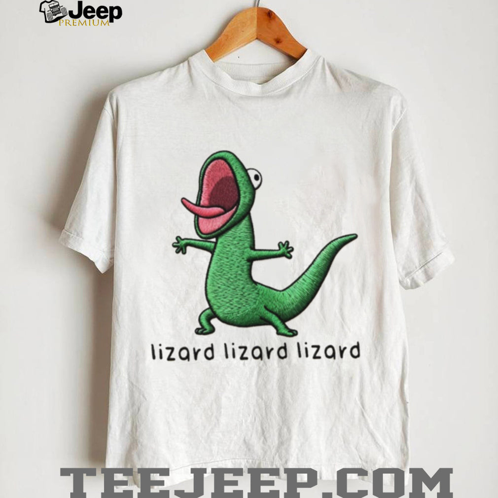 Screaming Green Lizard Embroidery Style Graphic T Shirt
